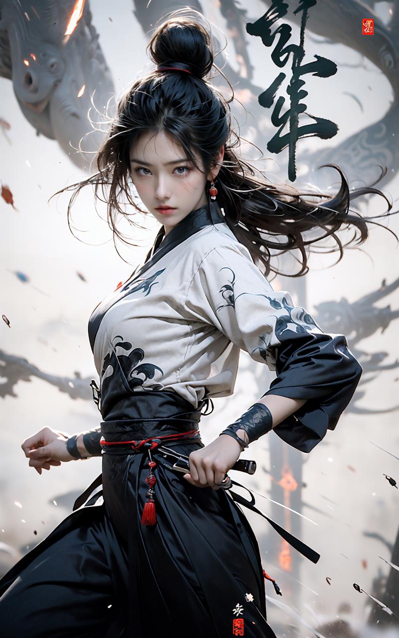 606247209521969559-3998849766-martial, 1girl, solo, simple background,_ustration style, Chinese martial arts war scenes, chinese ink style, martial arts style.jpg